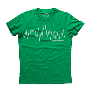Cold Glory Beer EKG T-Shirt  Kelly Green Heather
