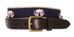American Flag Beer Mugs Toasting Canvas Club Belt Khaki