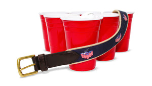 American Flag Beer Pong Champion Canvas Club Belt Khaki