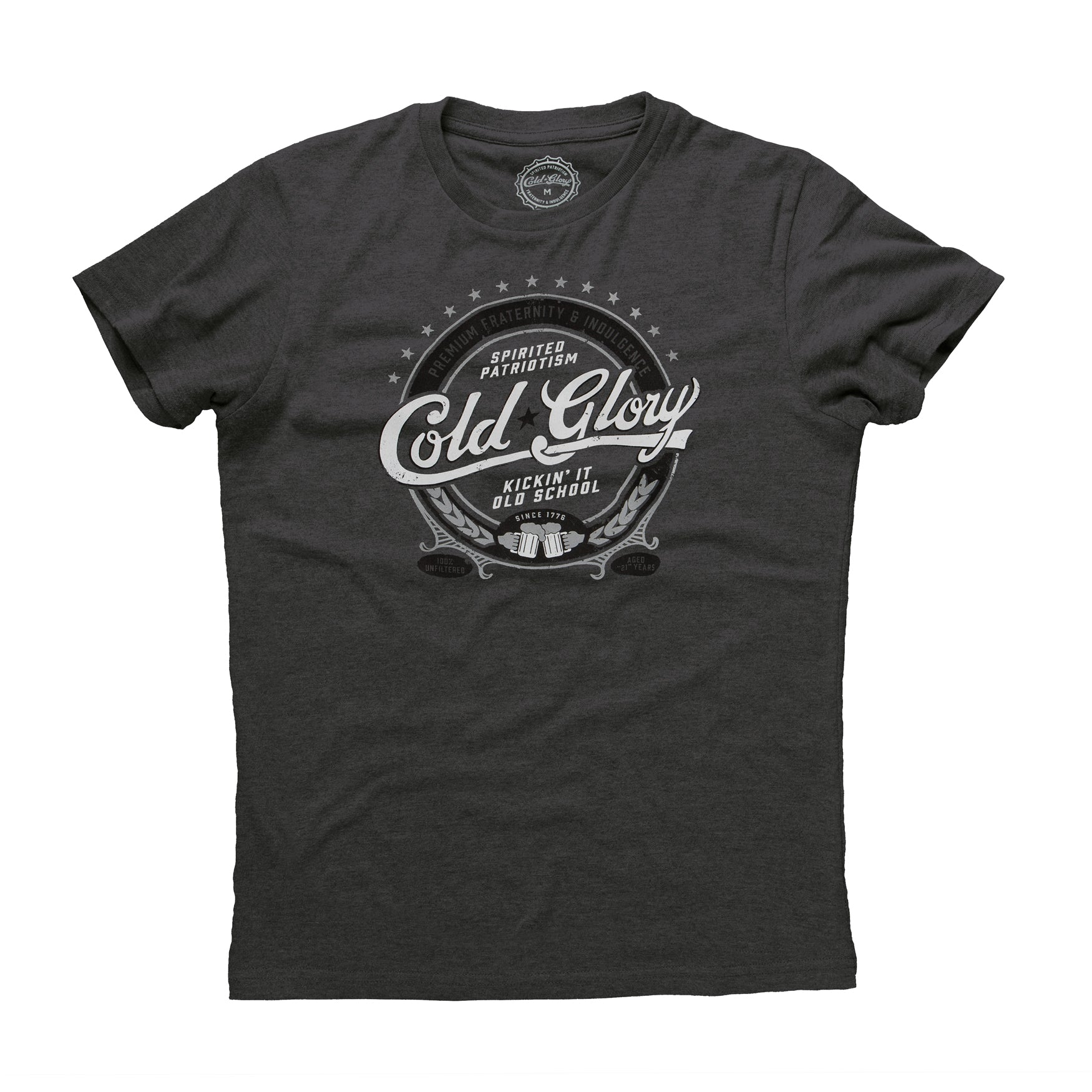 Cold Glory Beer Label T-Shirt  Vintage Black