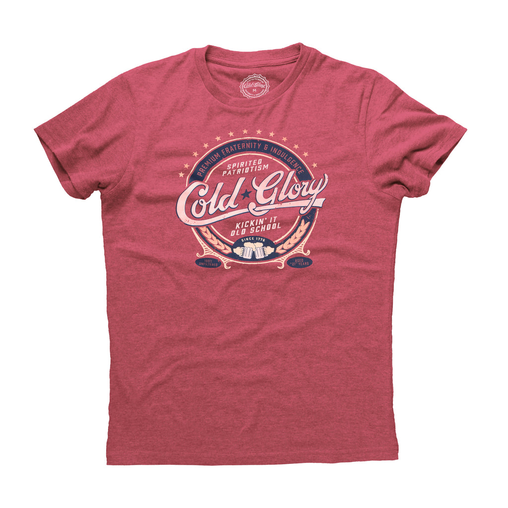 Cold Glory Beer Label T-Shirt  Vintage Red
