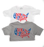 grey and white t-shirts with usa map showing red states vs blue states of cold glory nation