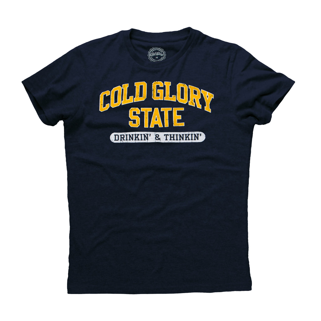 Cold Glory State Varsity T-Shirt -Navy/Maize