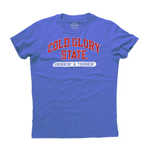 Cold Glory State Varsity T-Shirt - Royal Blue Heather/Red