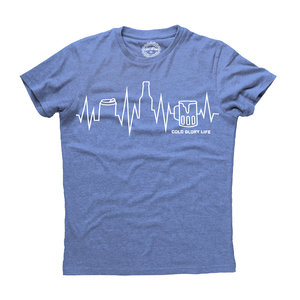 Cold Glory Beer EKG T-Shirt  Light Blue Heather