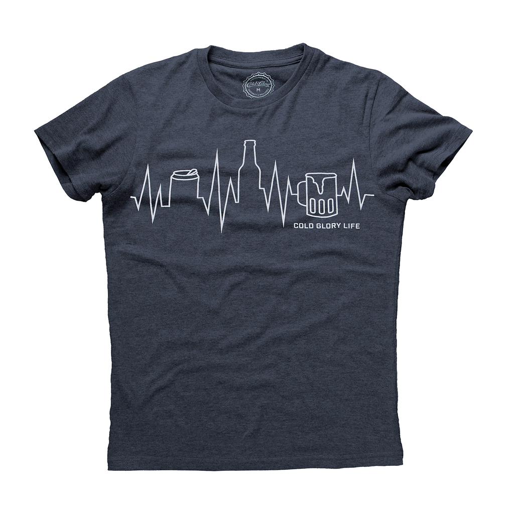Cold Glory Beer EKG T-Shirt  Midnight Navy Heather