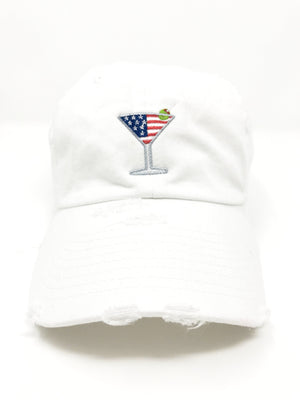 White Martini American Flag Hat