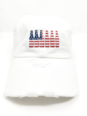 White 6 Pack American Flag Hat