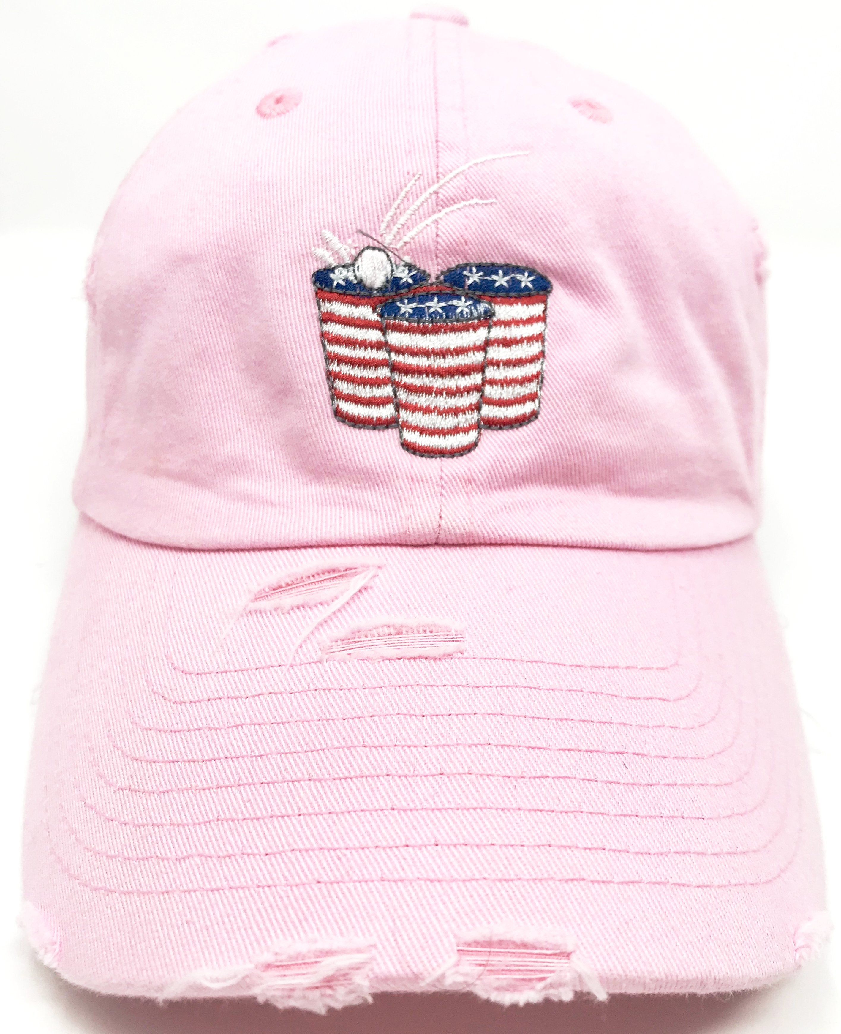 Pink Beer Pong American Flag Hat