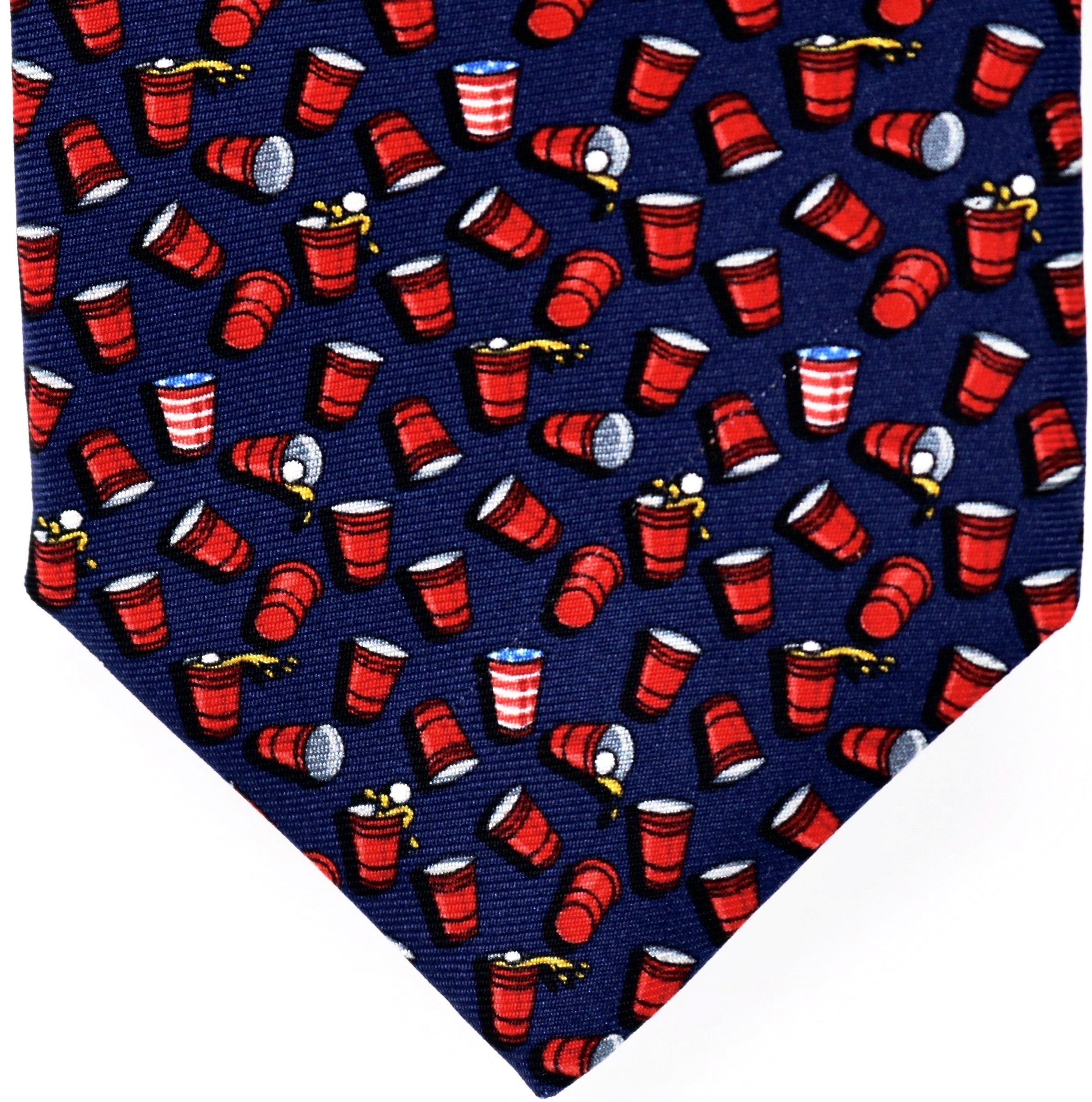 Navy Beer Pong Tie