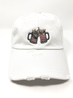 White Cheers American Flag Hat