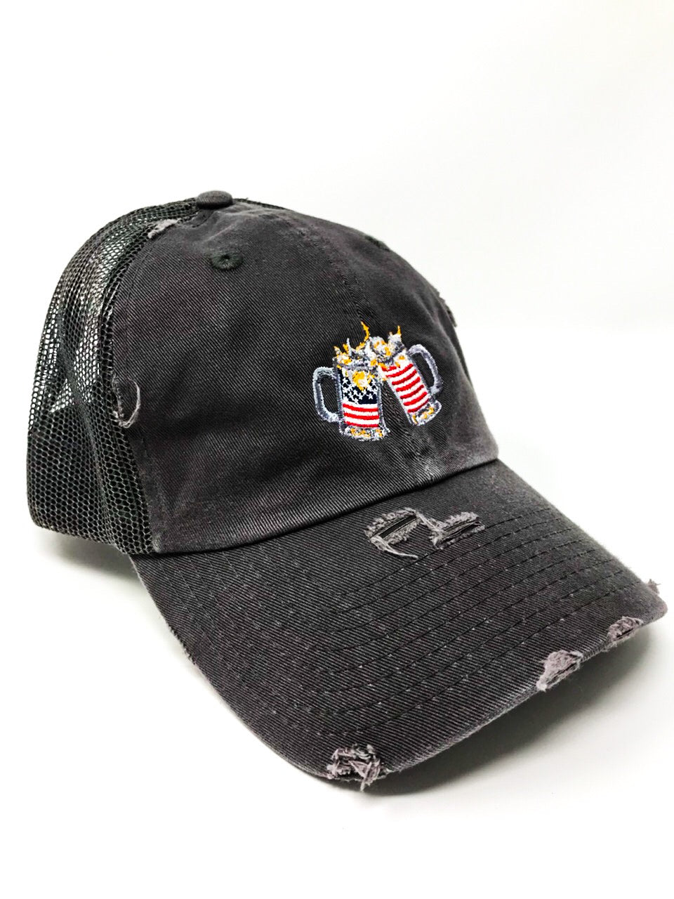 Grey American Flag Trucker Hat