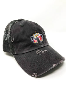 Grey American Flag Trucker Hat