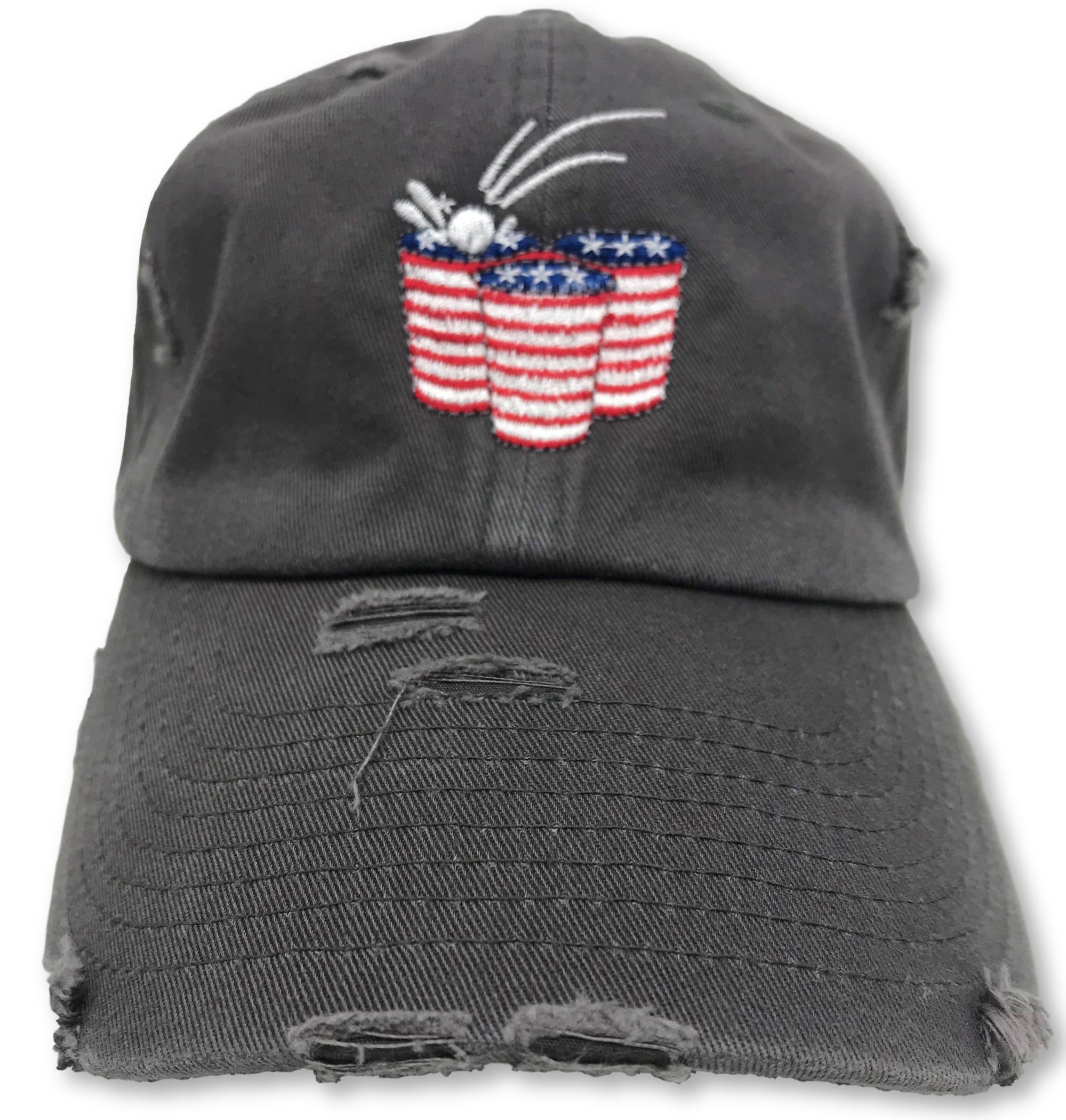 Charcoal Grey Beer Pong American Flag Hat