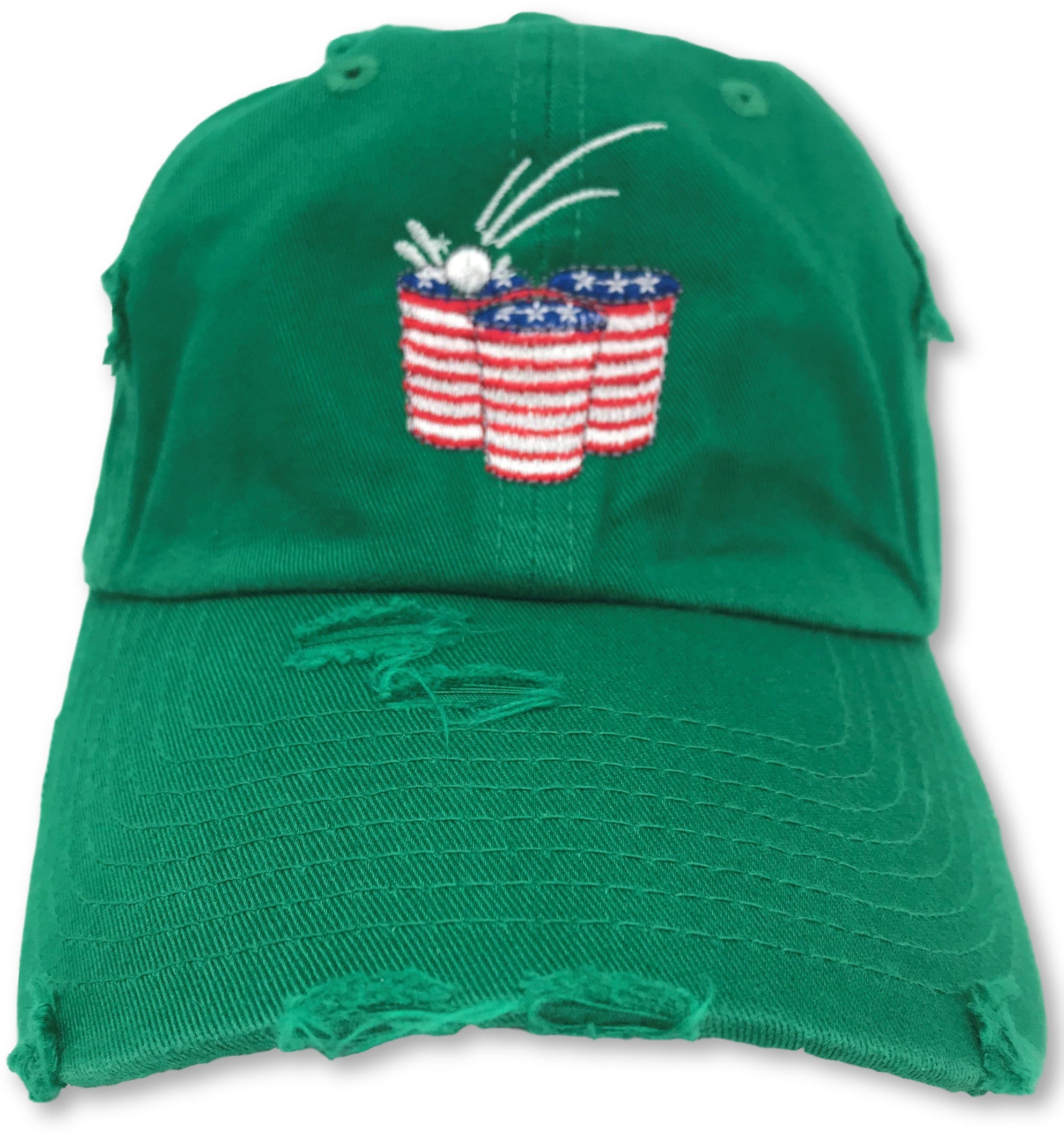 Kelly Green Beer Pong American Flag Hat