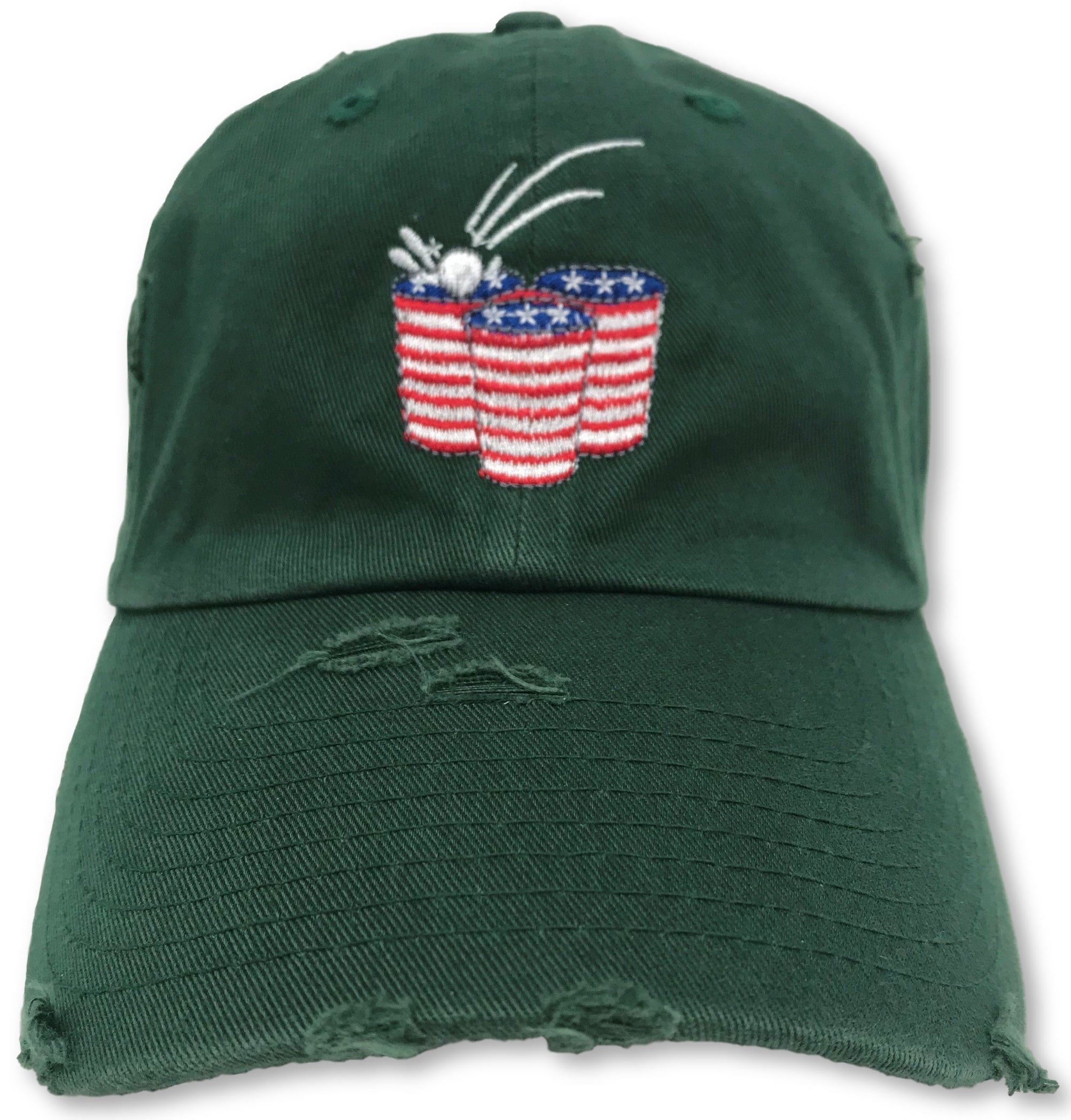 Hunter Green Beer Pong American Flag Hat