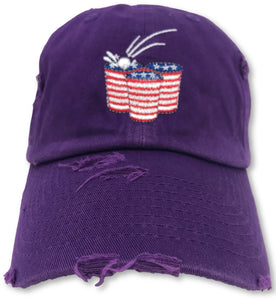 Purple Beer Pong American Flag Hat