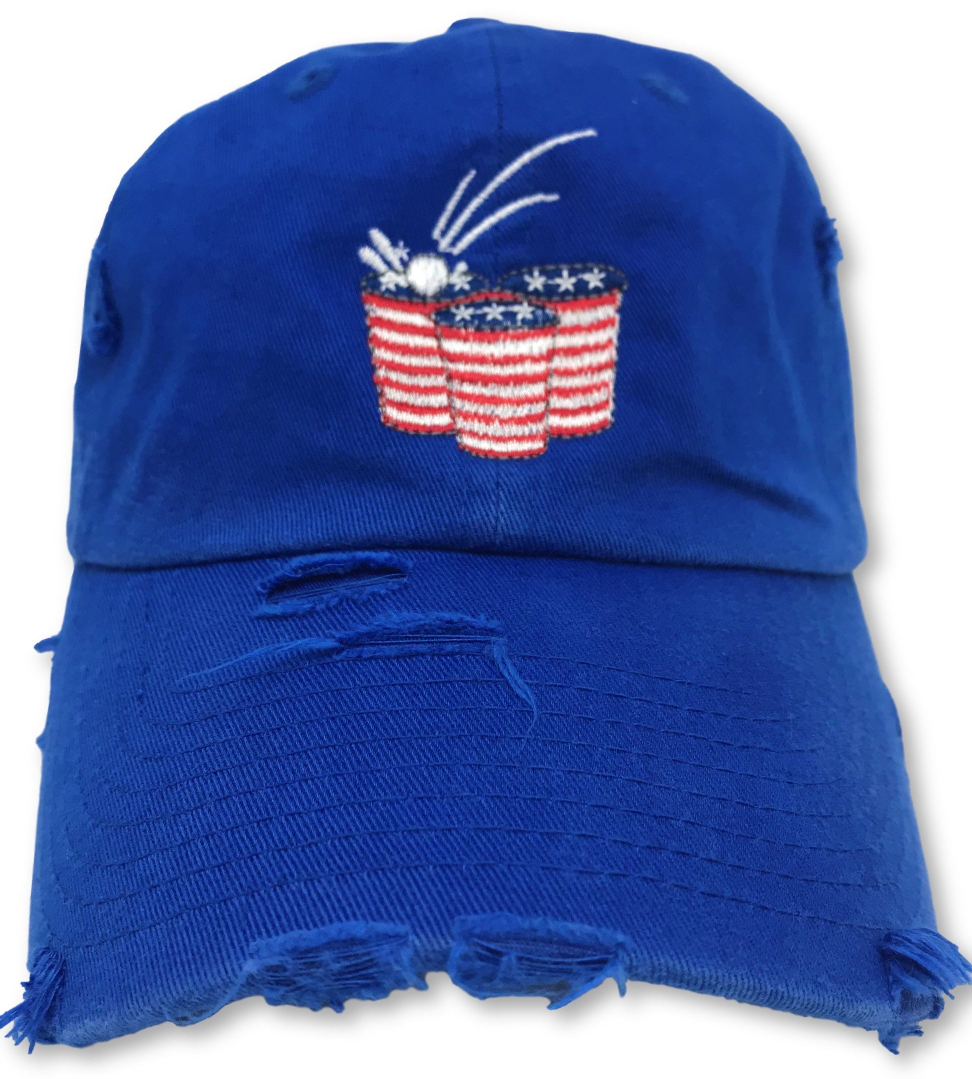 Royal Blue Beer Pong American Flag Hat