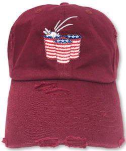 Maroon Beer Pong American Flag Hat