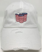 White Beer Pong American Flag Hat