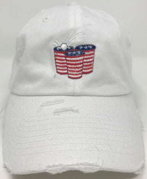 White Beer Pong American Flag Hat