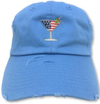 Light Blue Martini American Flag Hat