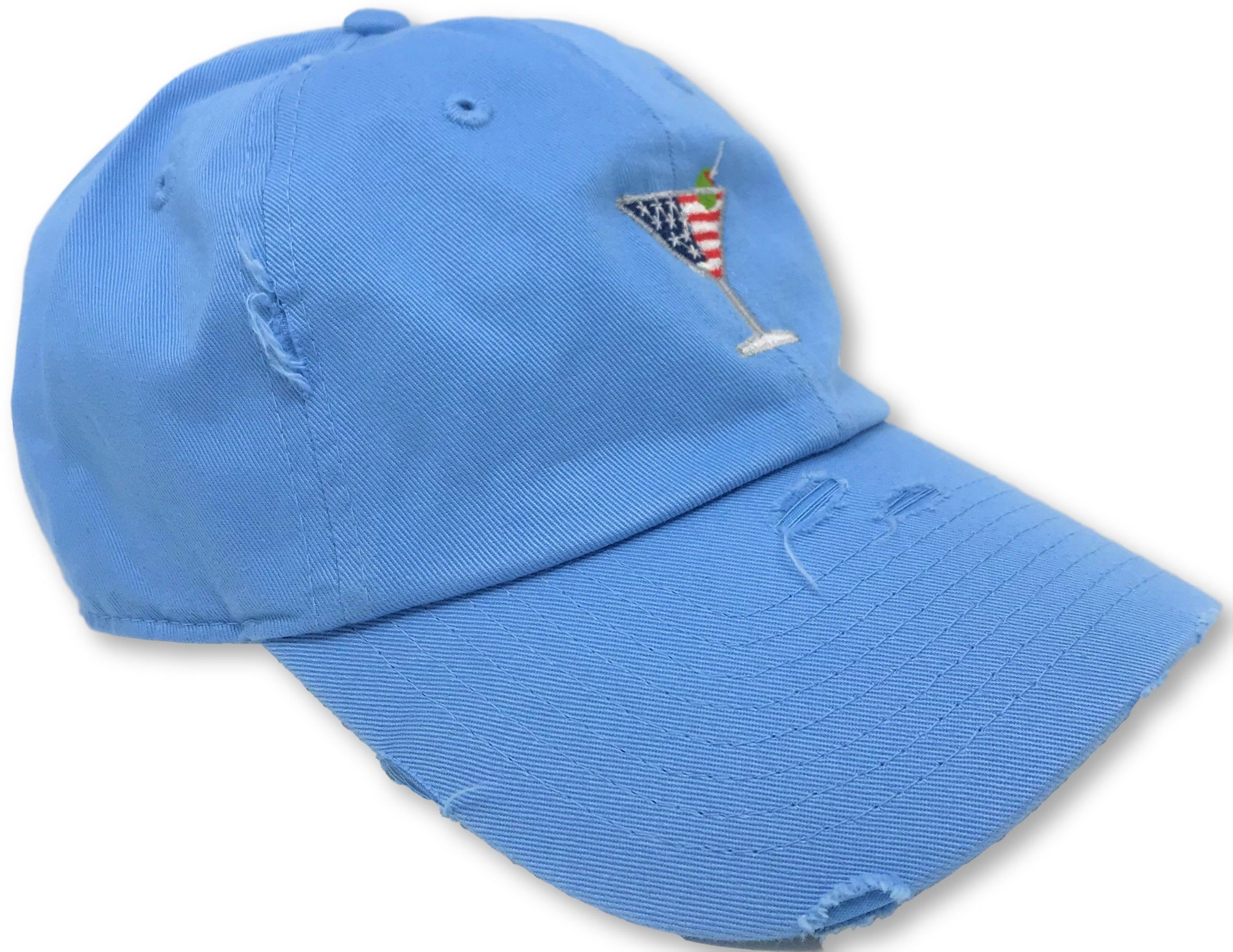Light Blue Martini American Flag Hat