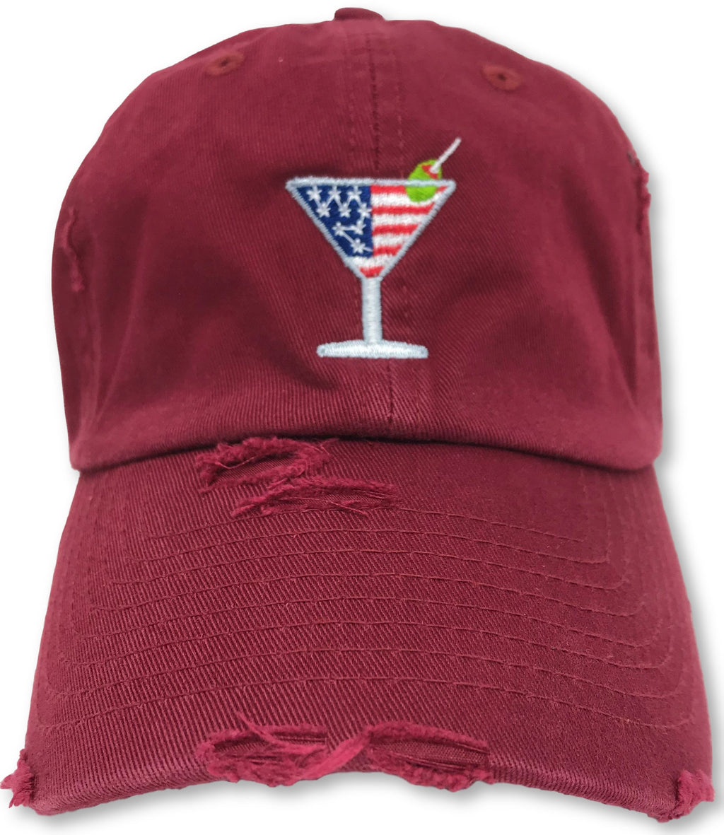 Maroon Martini American Flag Hat