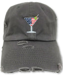 Charcoal Grey Martini American Flag Hat