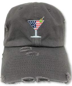 Charcoal Grey Martini American Flag Hat