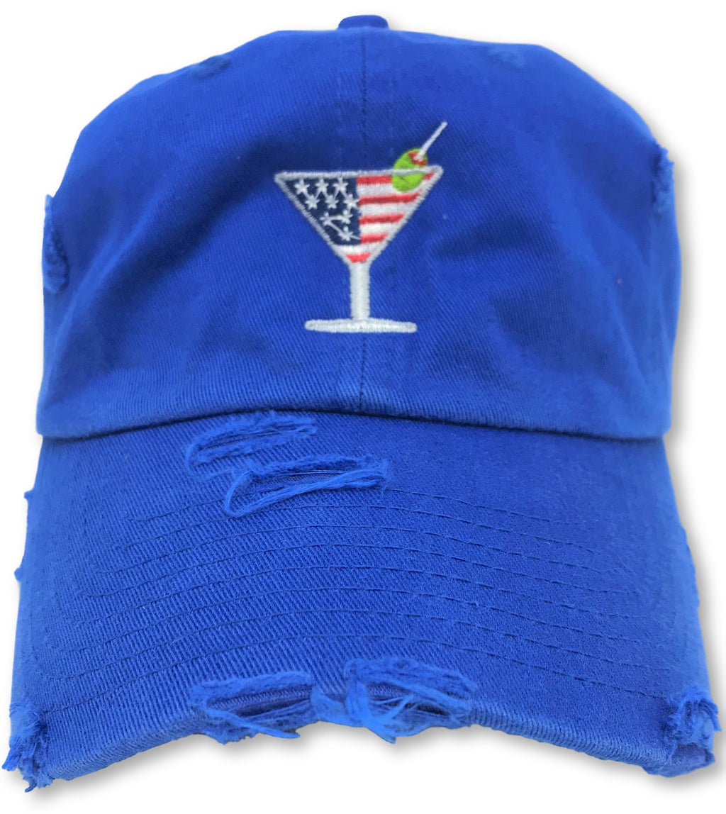 Royal Blue Martini American Flag Hat