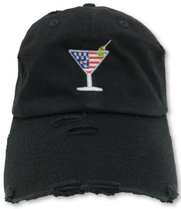 Black Martini American Flag Hat
