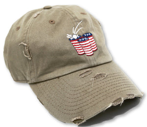 Khaki Beer Pong American Flag Hat