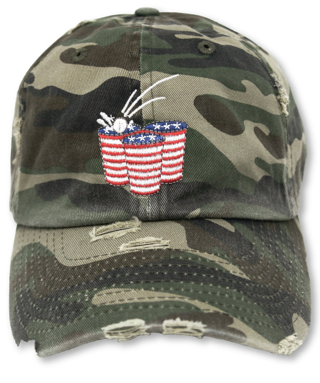 Camo Beer Pong American Flag Hat