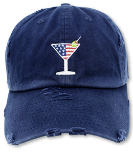 Navy Martini American Flag Hat