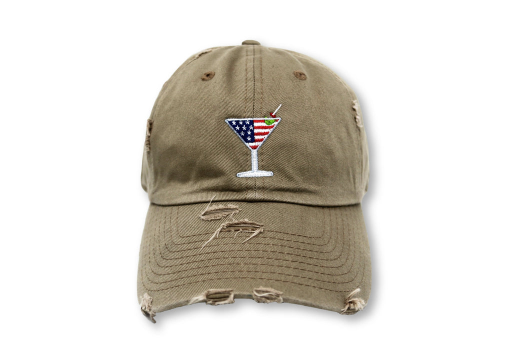 Khaki Martini American Flag Hat