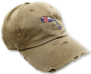 Khaki Whiskey American Flag Hat