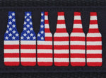 Close-up of American flag stars and stripes 6 pack of beer motif.  Preppy and patriotic styling similar to Vineyard Vines.
