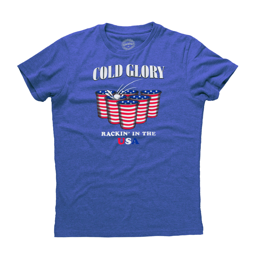 American Flag Beer Pong T-Shirt  Royal Blue Heather