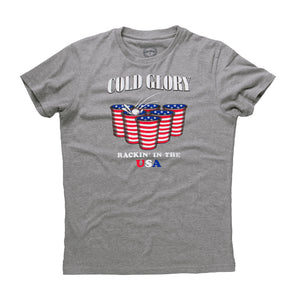 American Flag Beer Pong T-Shirt  Grey Heather