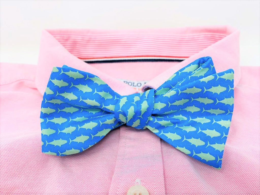Teal Fish Bow Tie