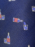 Whiskey Bottle and Glass American Flag Spill-Resistant Bow Tie
