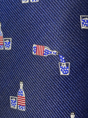 Whiskey Bottle and Glass American Flag Spill-Resistant Bow Tie