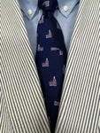Whiskey Bottle and Glass American Flag Spill-Resistant Tie